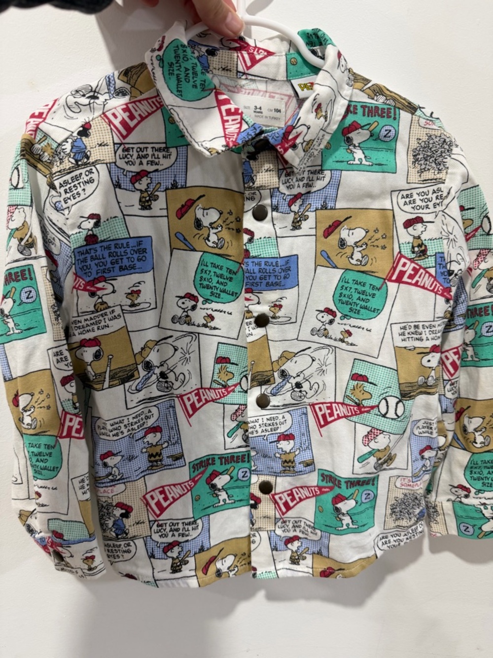 Zara Peanuts White Multi Comic Panel Button-Up Jacket